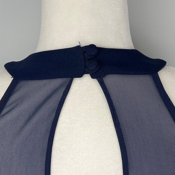 B Darlin Womens Fit Flare Party Dress Blue Mesh Sleeveless Juniors size 3 4 - Picture 7 of 12